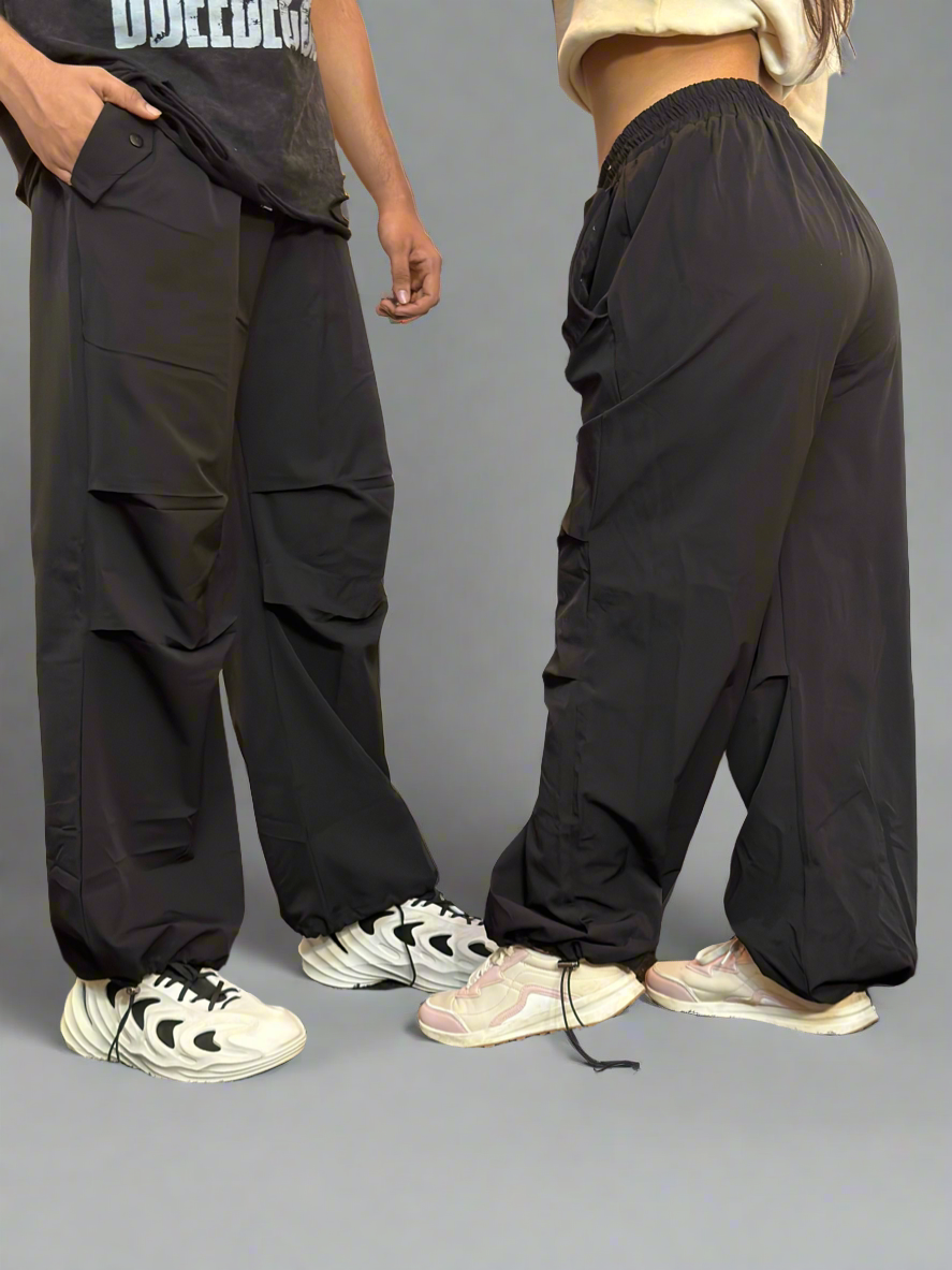 Black Oversized Parachute Pants