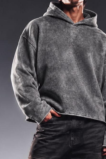 VINTAGE WASHED CROPPED ESSENTIAL HOODIE