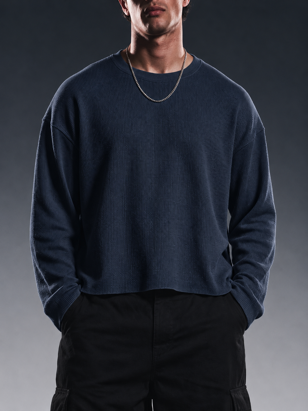 NAVY BLUE ESSENTIAL WAFFLE