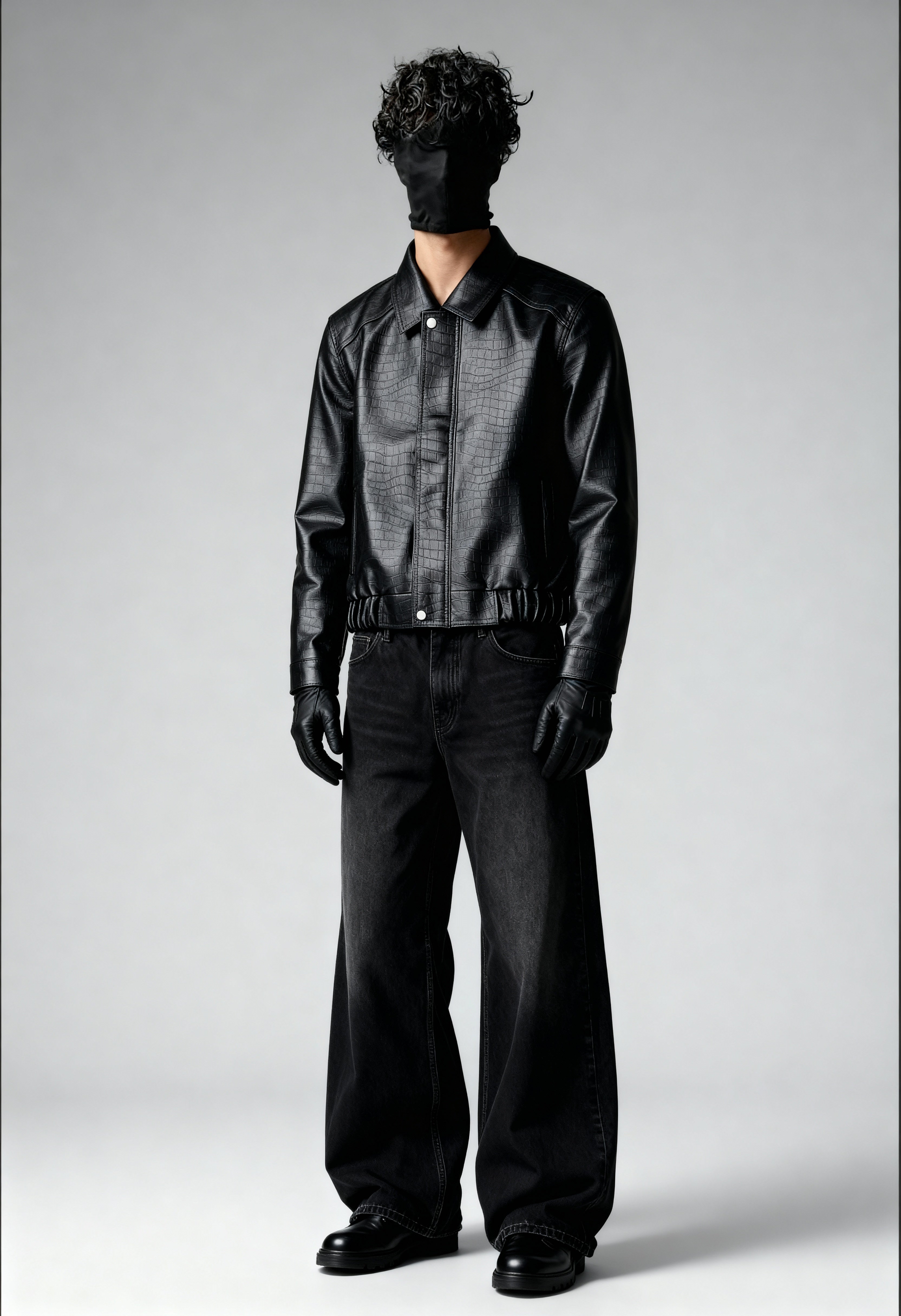 ONYX CROC LEATHER - BOMBER JACKET