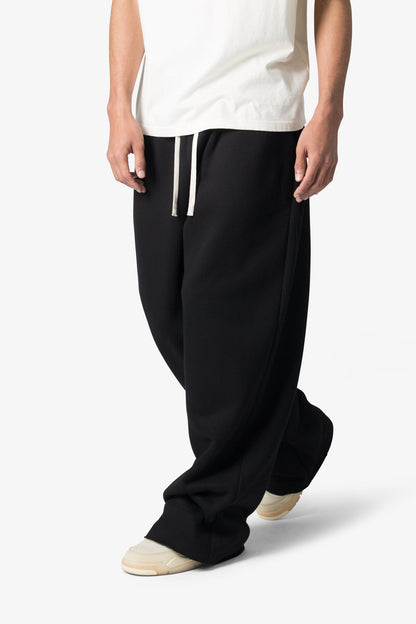 SIGNATURE BLACK WIDE LEG BAGGY SWEATPANTS (350 GSM)
