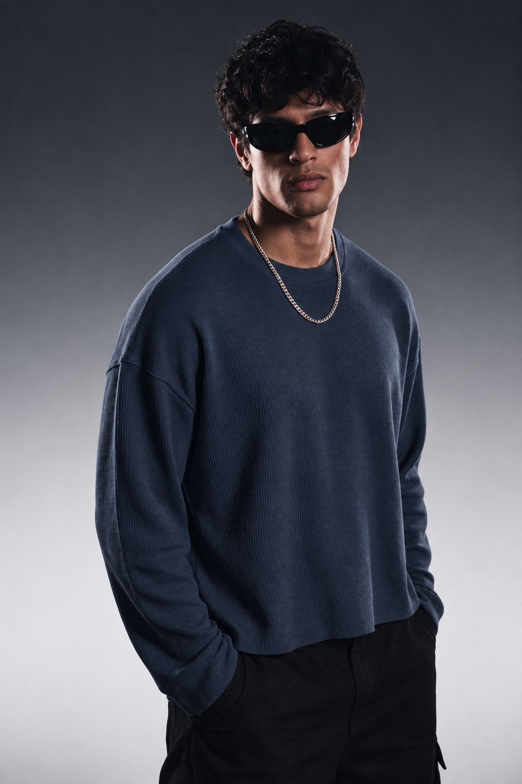 NAVY BLUE ESSENTIAL WAFFLE