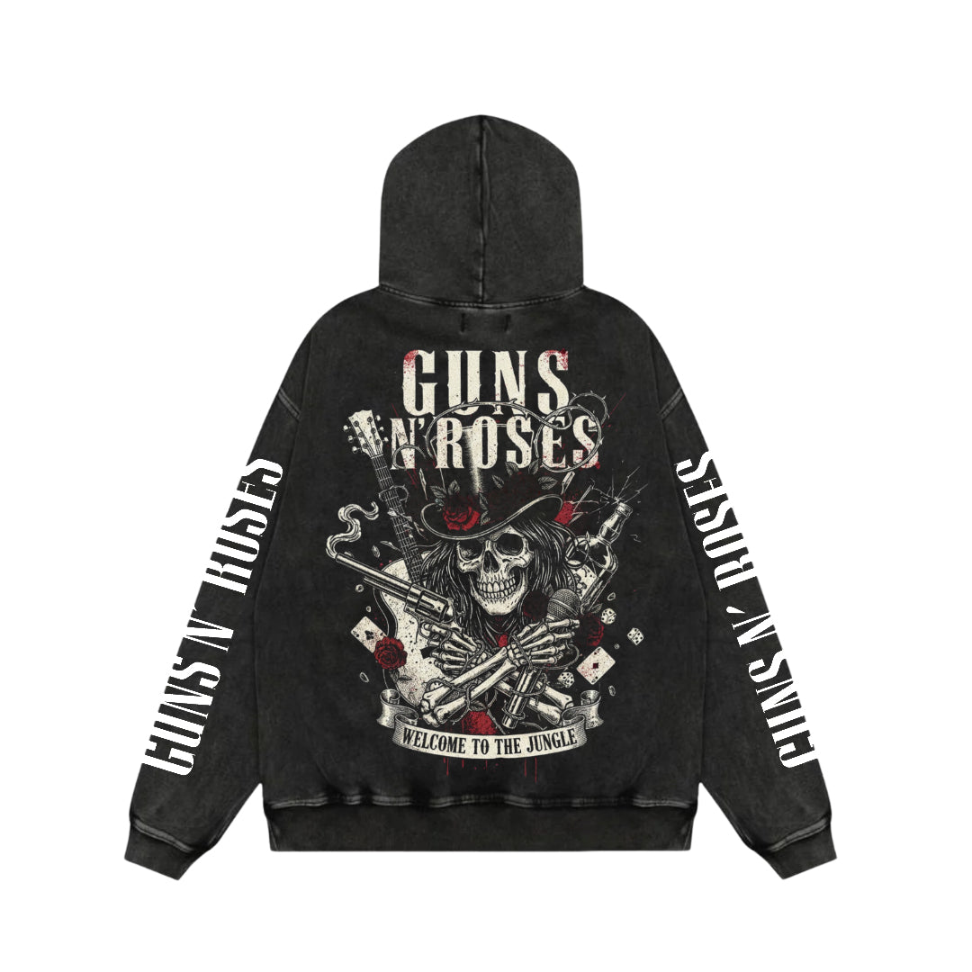 Guns N’ Roses Bullet Rose Acid-Wash Hoodie