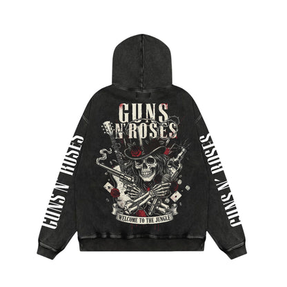 Guns N’ Roses Bullet Rose Acid-Wash Hoodie