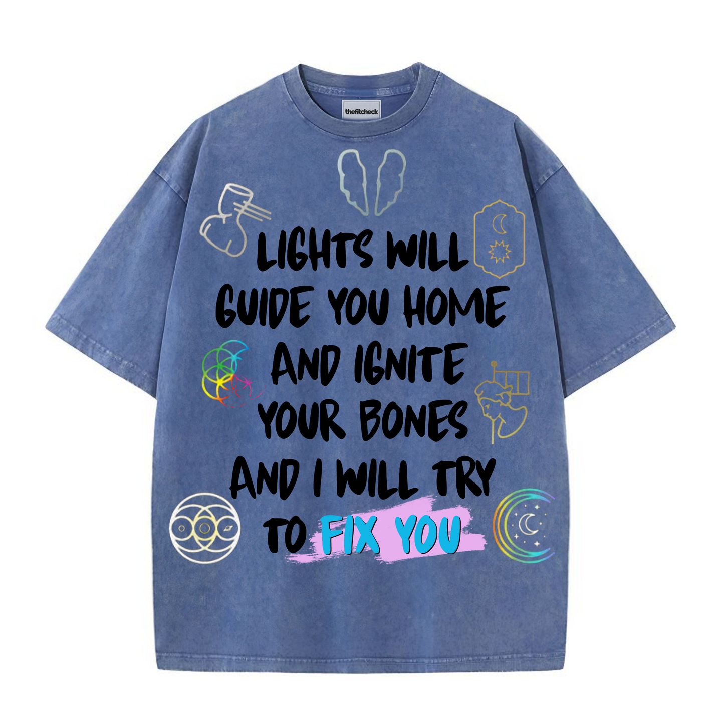 Fix You Coldplay Vintage Blue Oversized T-shirt