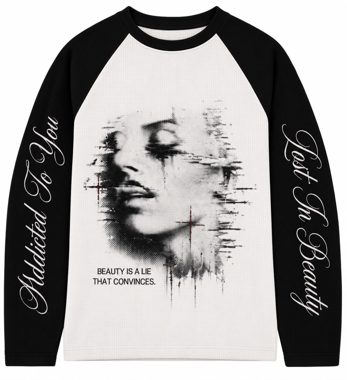 BEAUTY IS A LIE RAGLAN WAFFLE TEE
