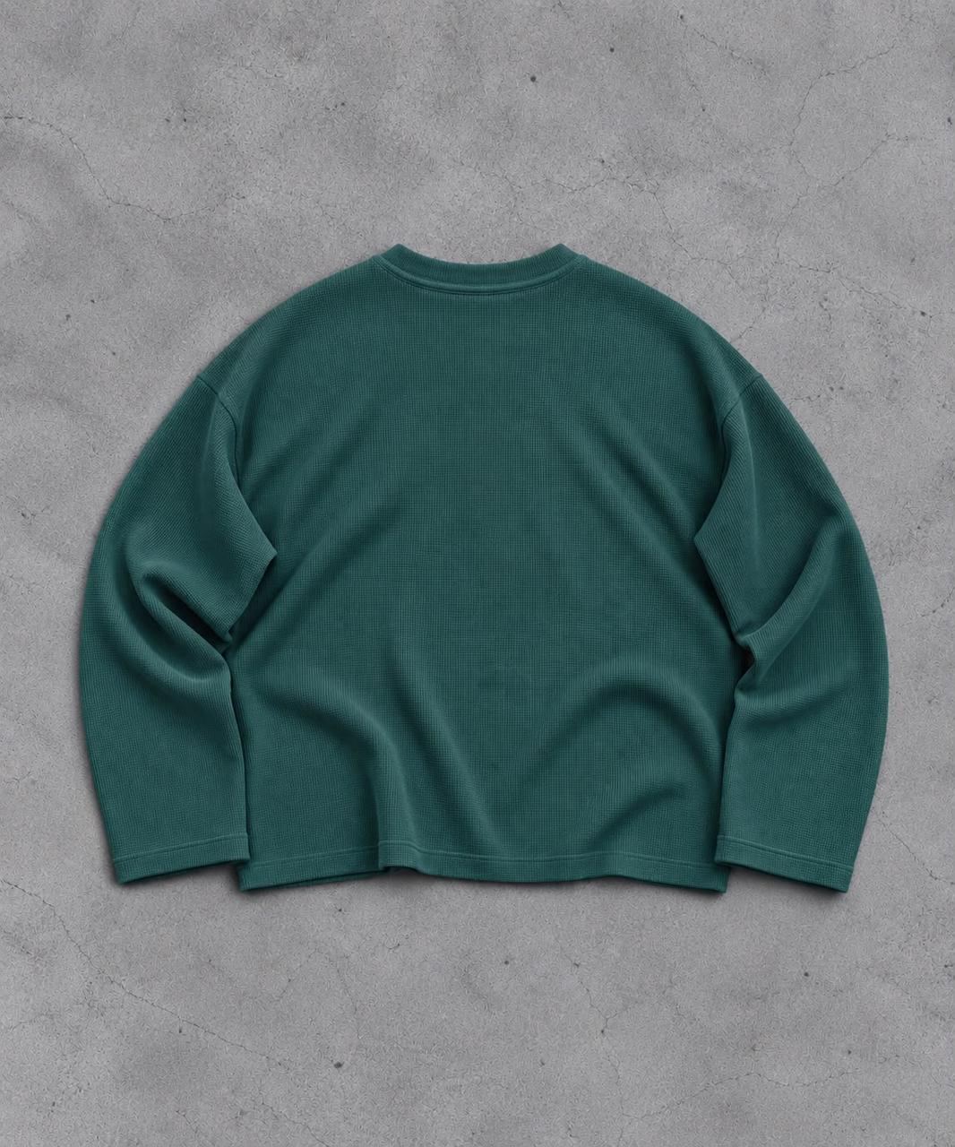 DEEP TEAL WAFFLE HENLEY