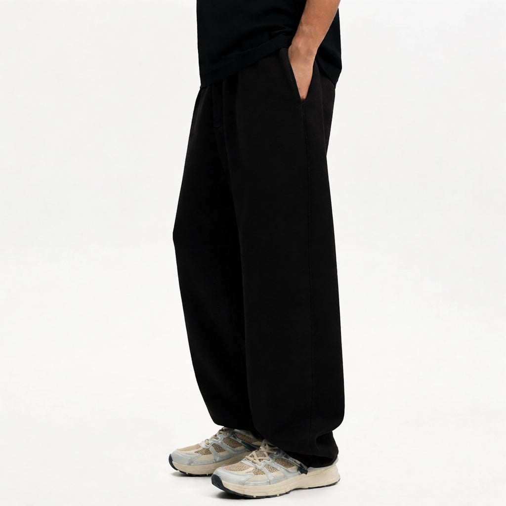 JET BLACK WIDE LEG BAGGY SWEATPANTS (350)