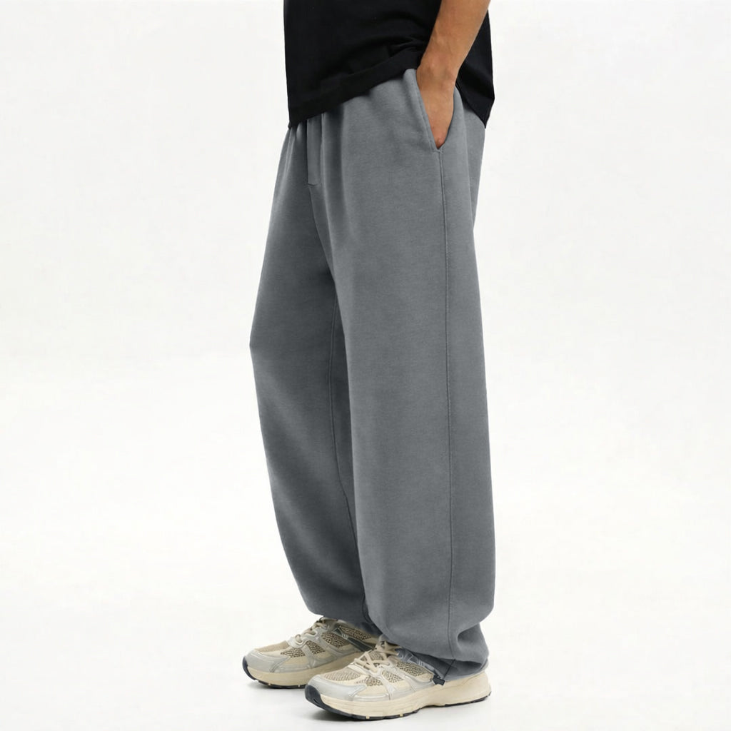 CHARCOAL GREY WIDE LEG BAGGY SWEATPANTS (350)